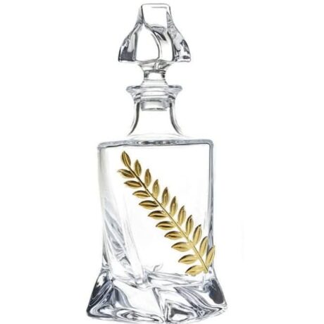 Καράφα κρασιού με χρυσό κλαδί ελιάς