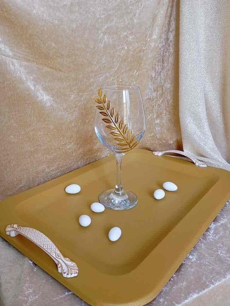 Ποτήρι Κρασιού με Χρυσό Κλαδί Ελιάς PR456 - Image 2