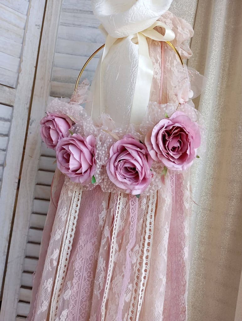 Λαμπάδα Βάπτισης Ονειροπαγίδα με Τριαντάφυλλα - Image 2